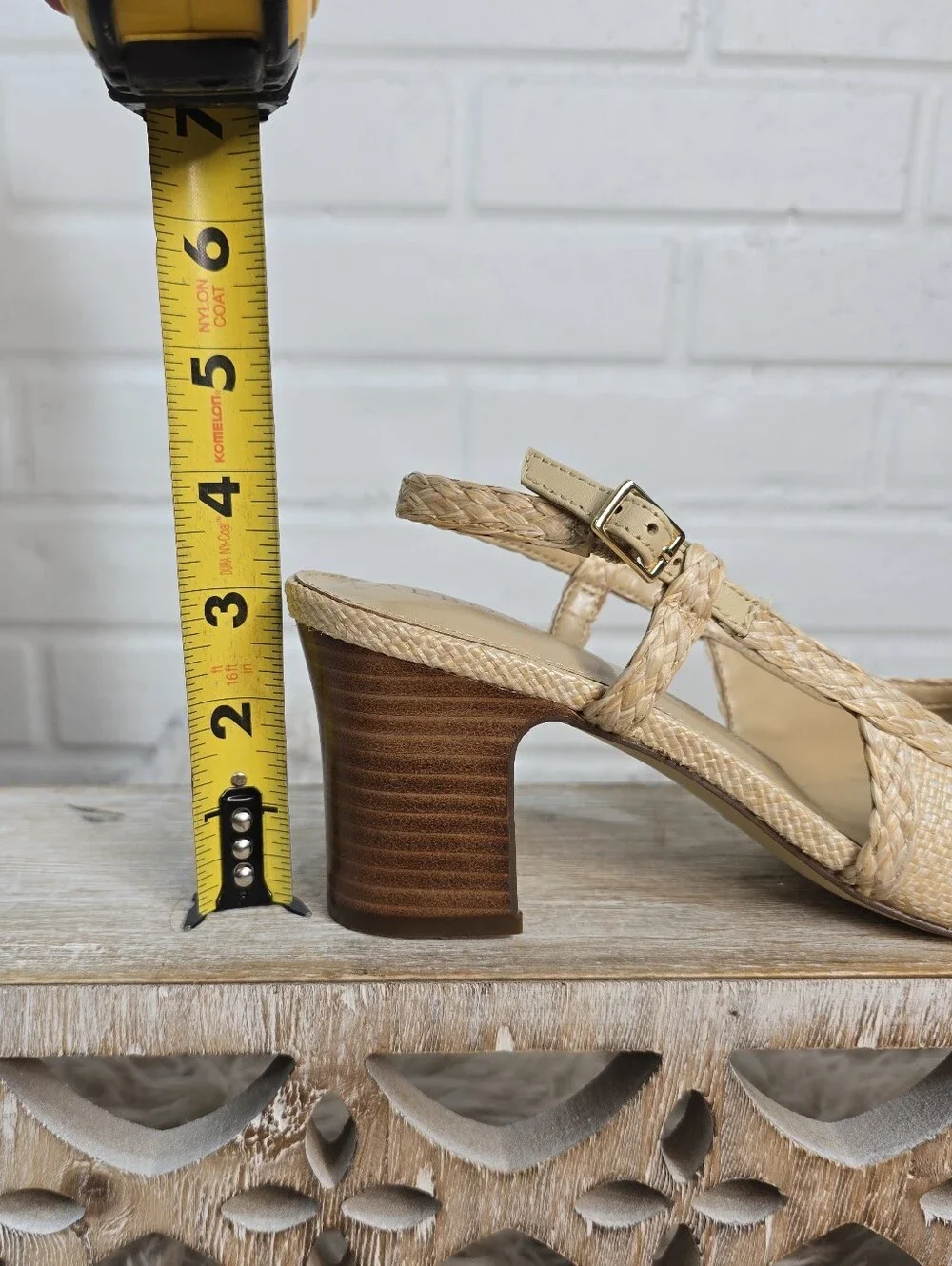 Talbots Woven Slingback Block Heel Pumps in Natural Size 8.5